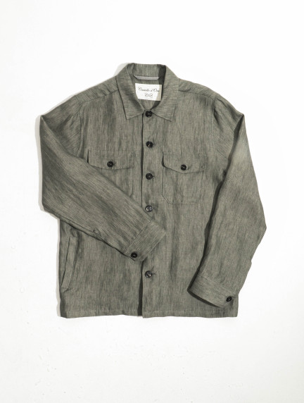 Castello d'OroGreen Linen Safari Jacket Over-shirt image486